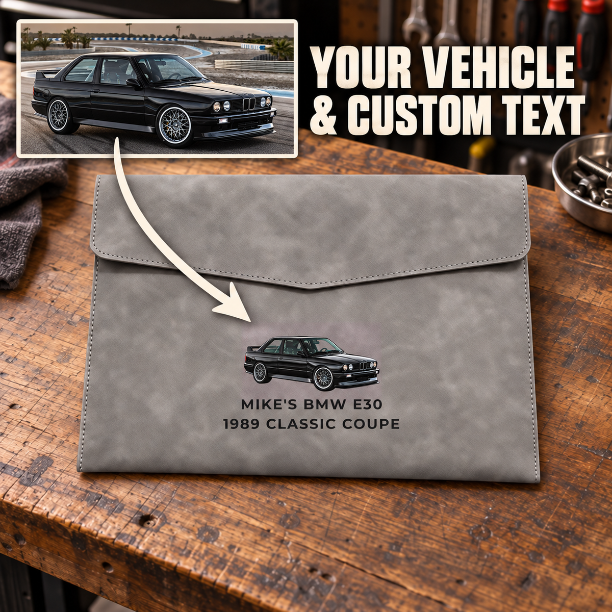 Custom Vehicle Suede Document Folder