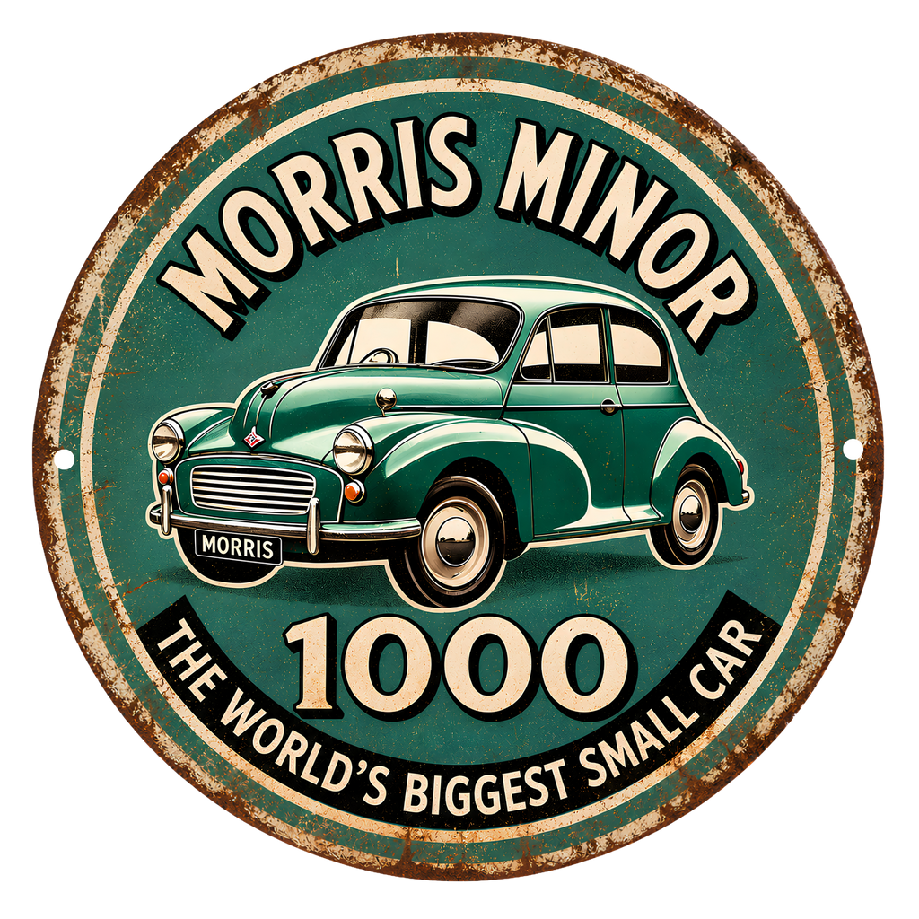 Morris Minor 1000 Vintage Metal Wall Sign
