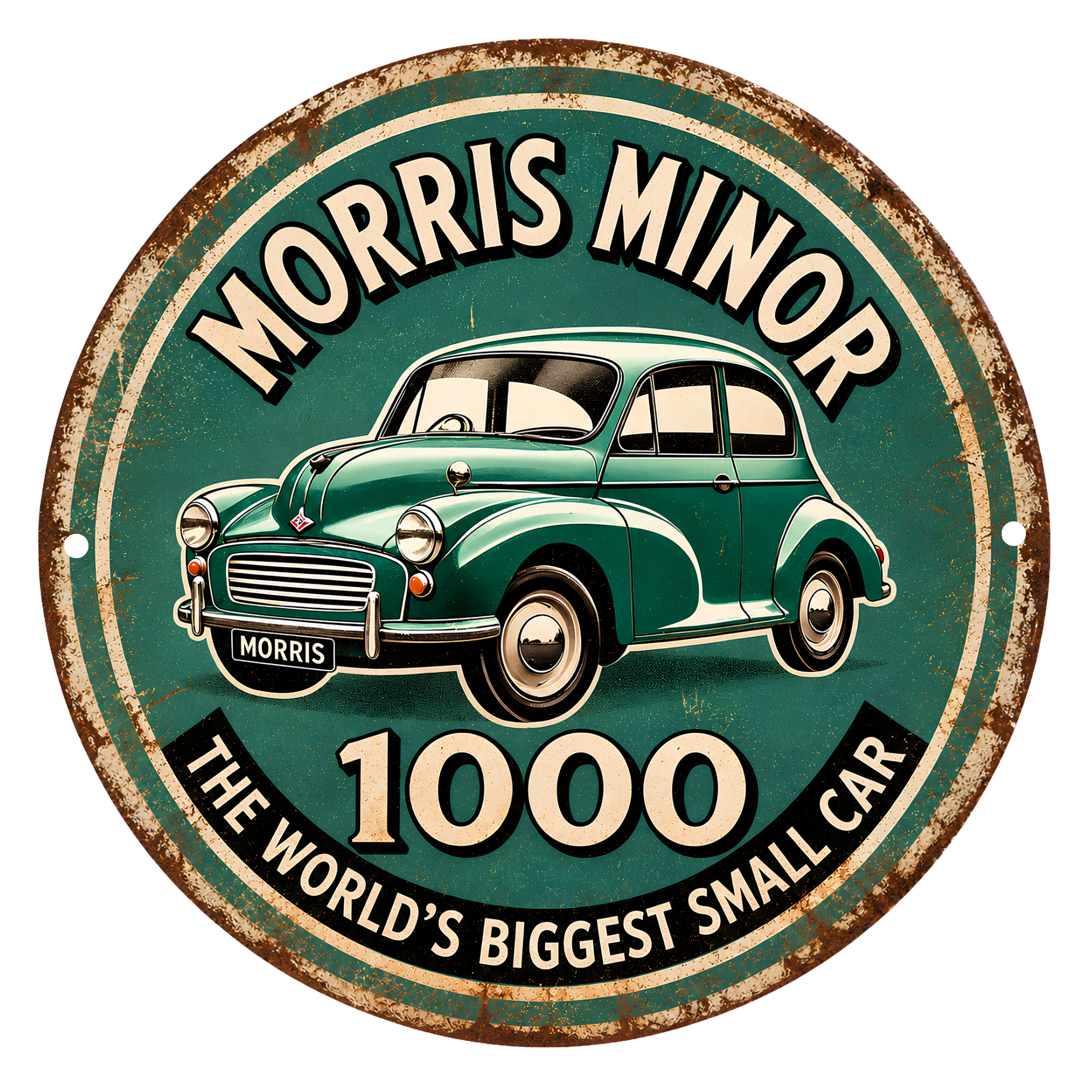Morris Minor 1000 Vintage Metal Wall Sign
