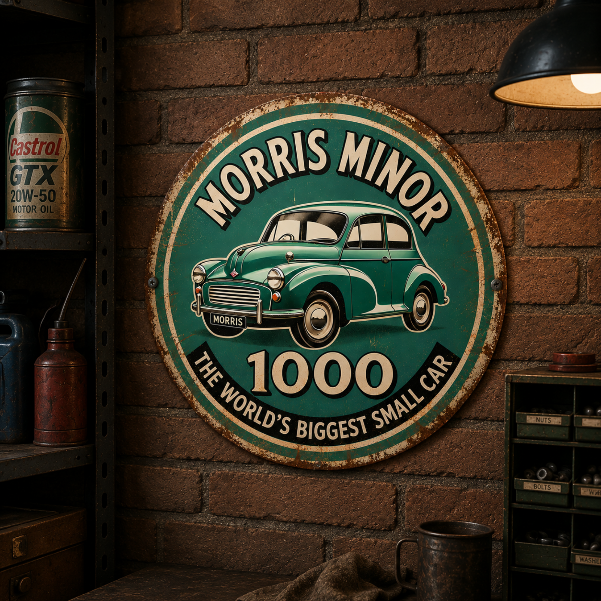 Morris Minor 1000 Vintage Metal Wall Sign