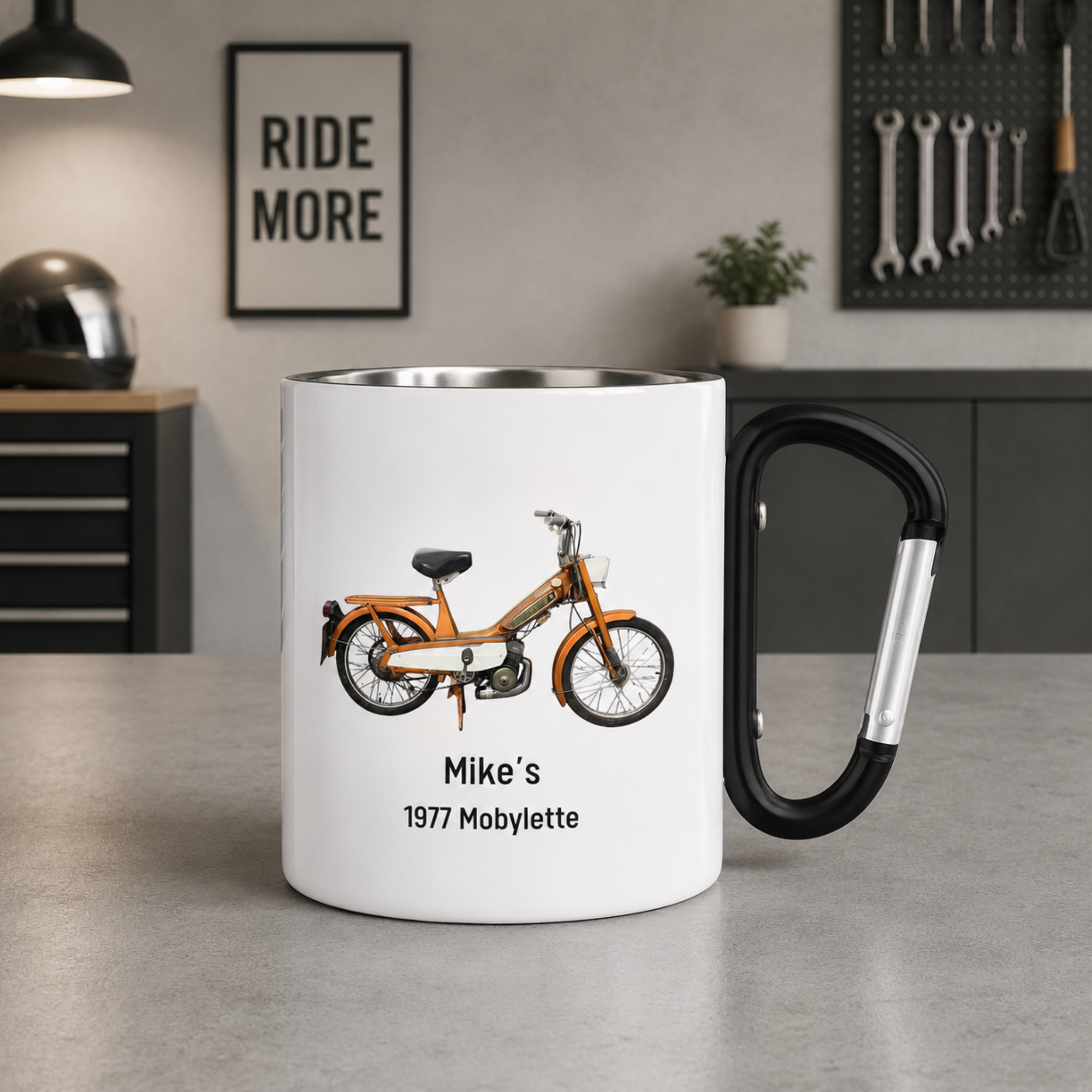 Personalised Vehicle Mug with Carabiner Handle & Lid