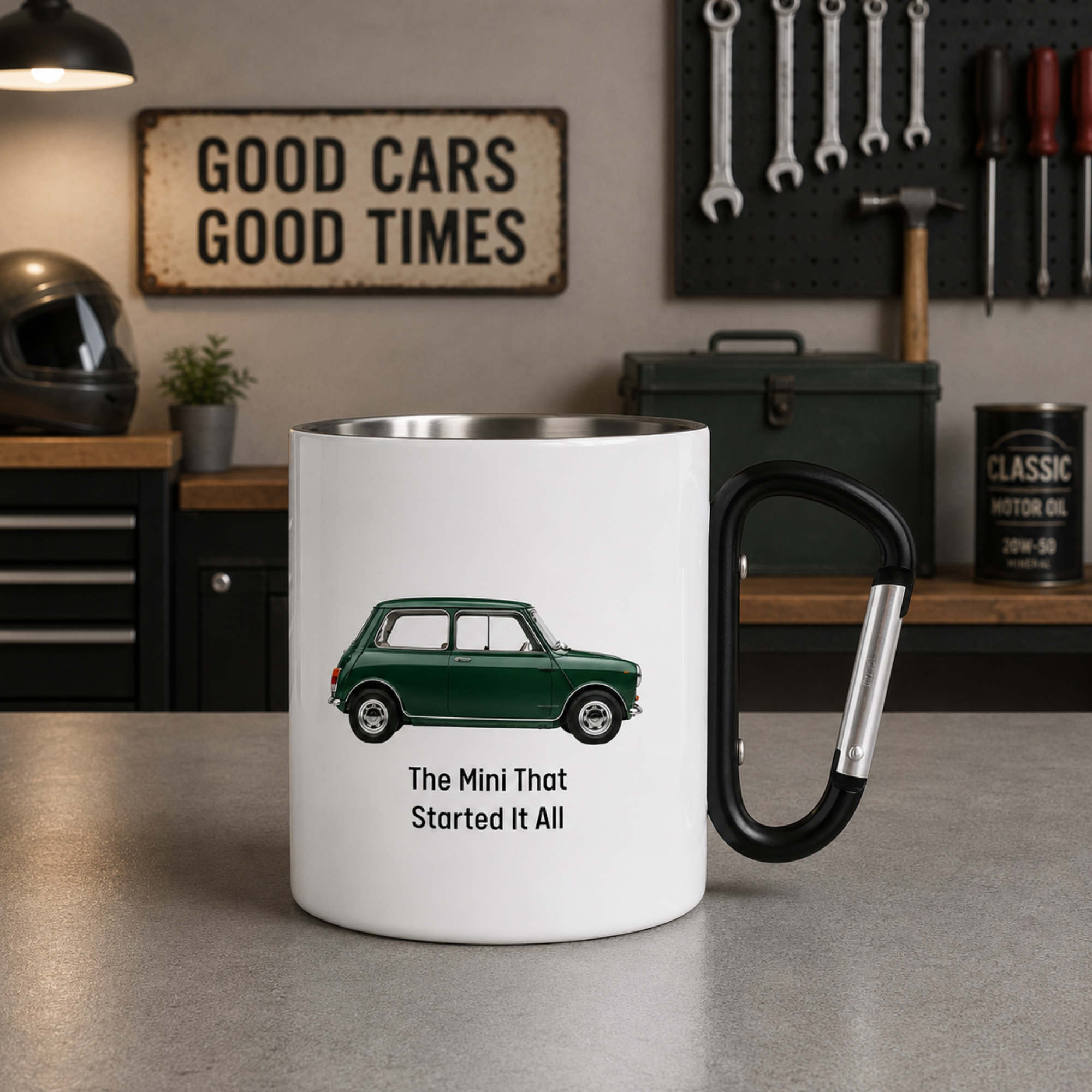 Personalised Vehicle Mug with Carabiner Handle & Lid