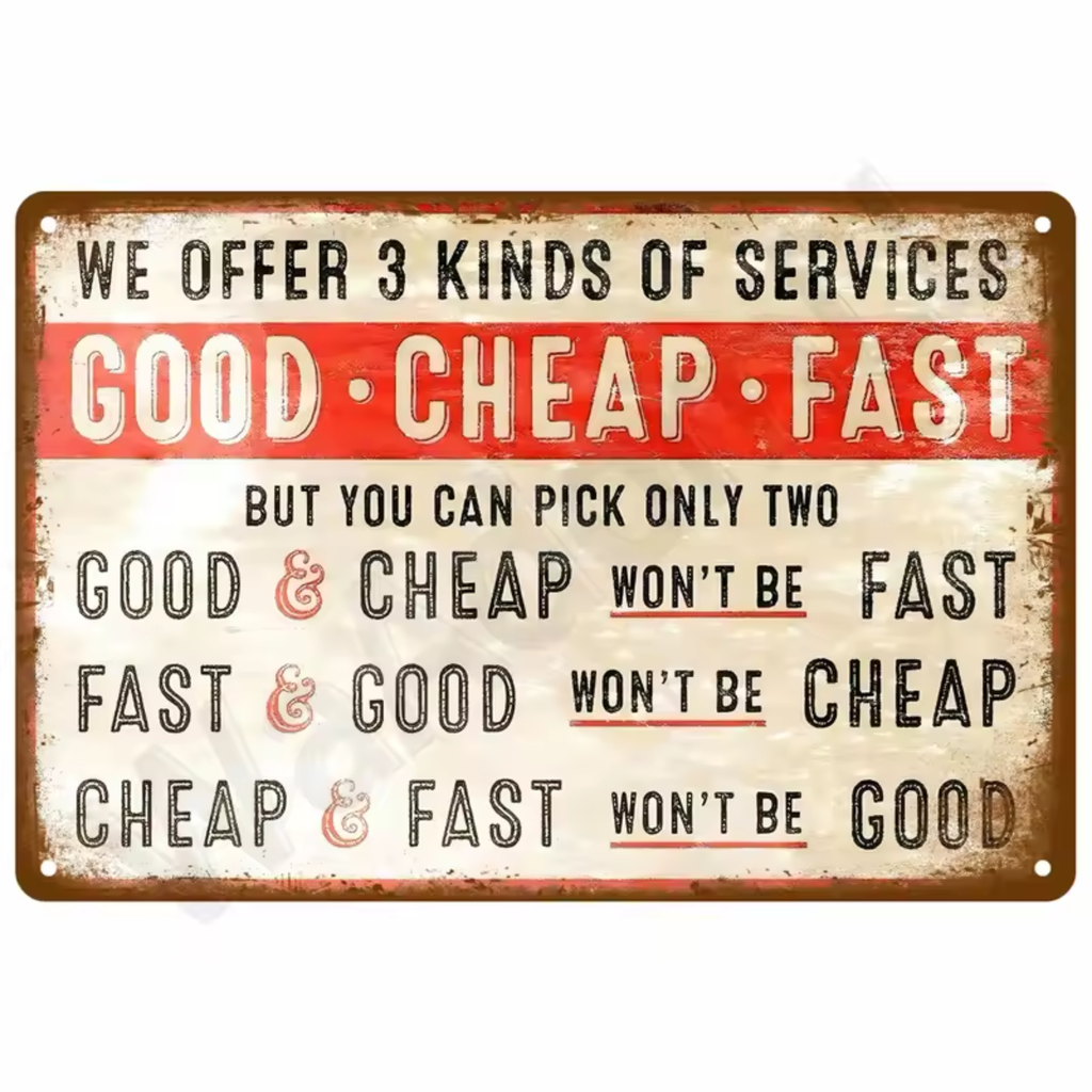 Good • Cheap • Fast Vintage Garage Metal Sign