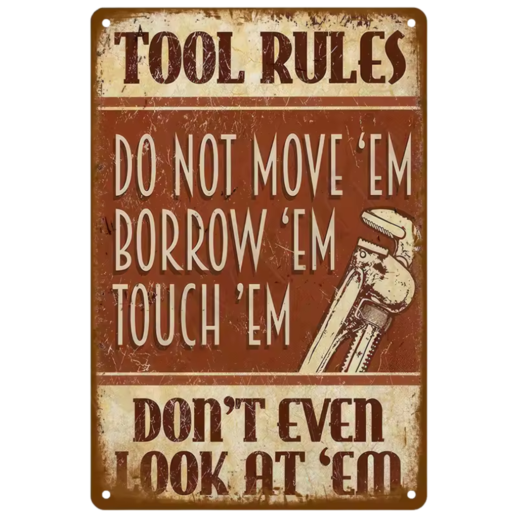 Tool Rules Vintage Garage Metal Sign