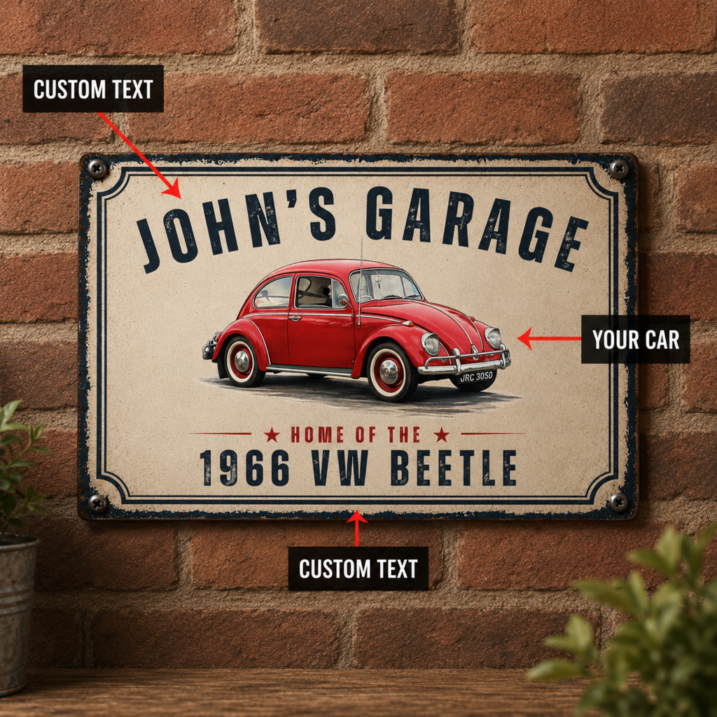 Personalised Vintage Garage Car Sign