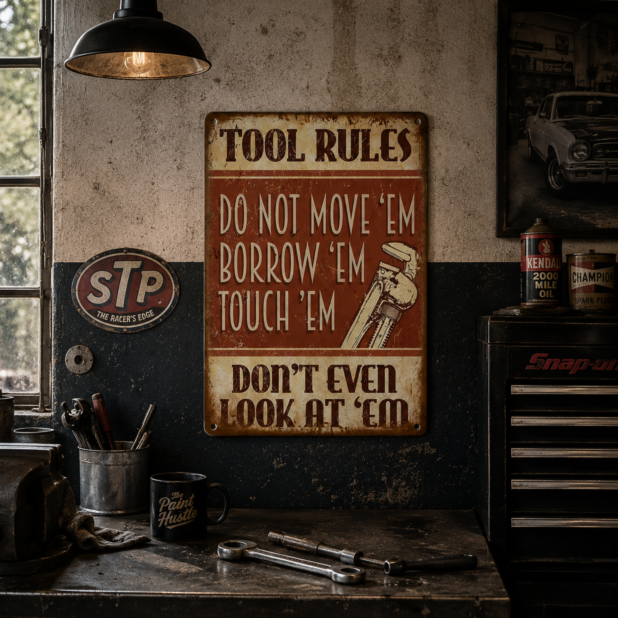 Tool Rules Vintage Garage Metal Sign