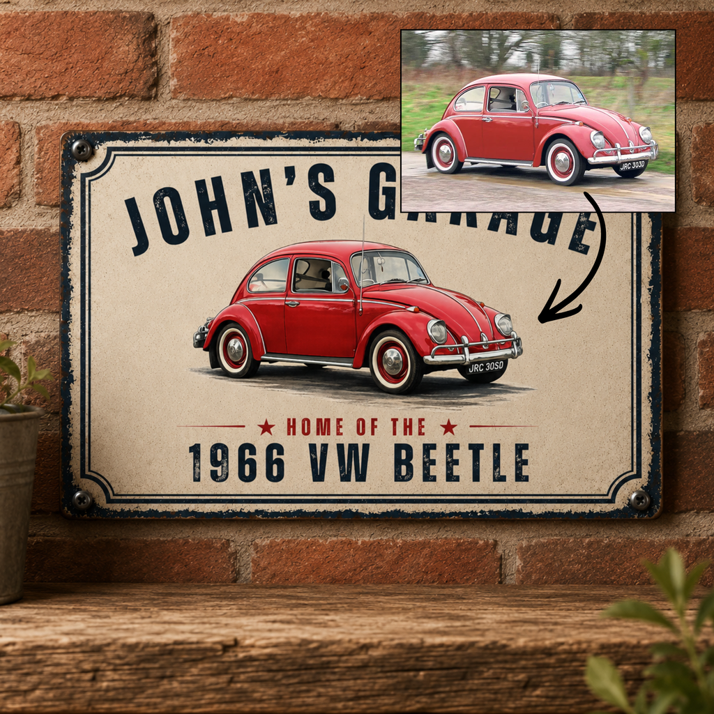 Personalised Vintage Garage Car Sign