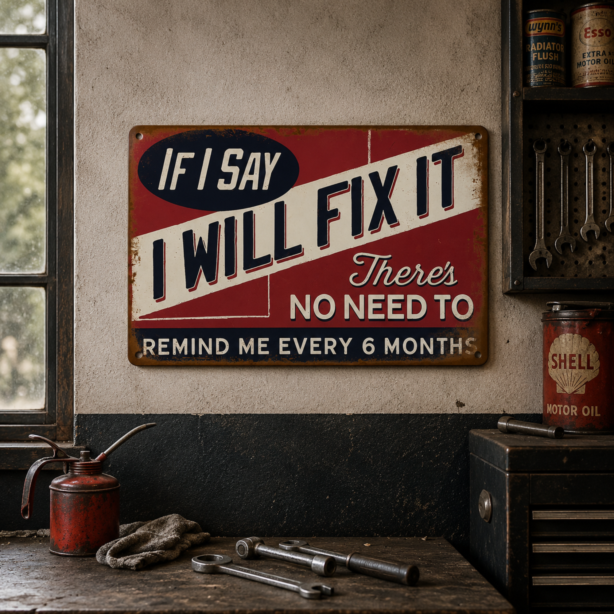 If I Say I Will Fix It Vintage Garage Metal Sign